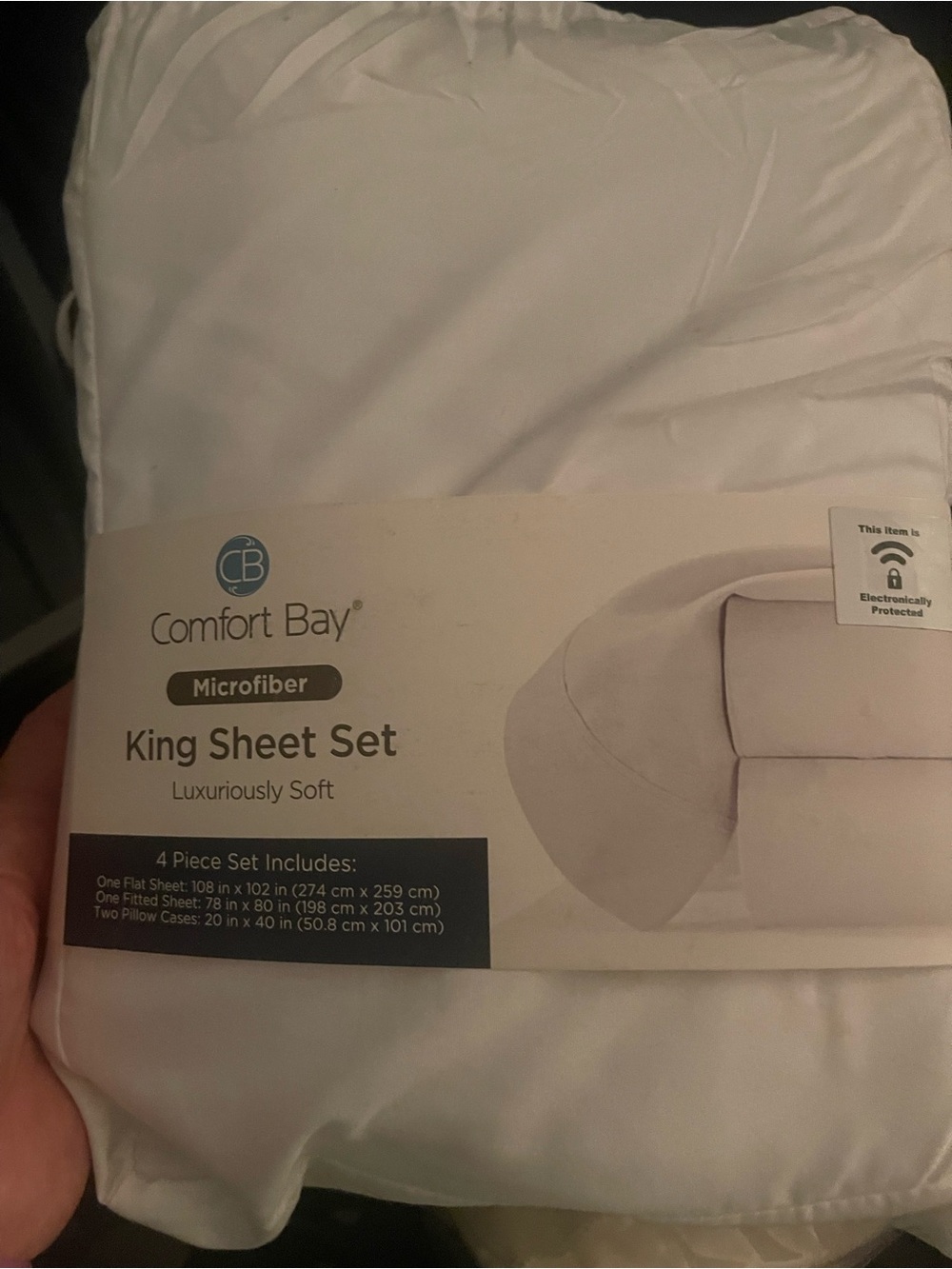 Comfort Bay King Microfiber Sheet Set - White/Cream